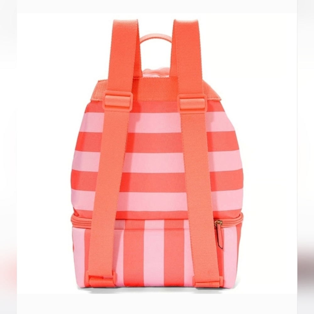 Victoria's Secret Pink & Coral Striped Beach Bag Backpack Cooler New - Picture 2 of 4